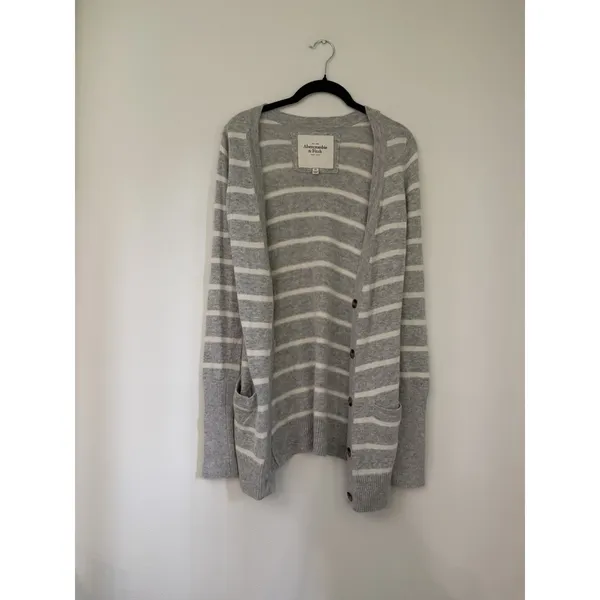 Abercrombie & Fitch Striped Cardigan Sweater V Neck Vintage Y2K SZ XS - Image 2