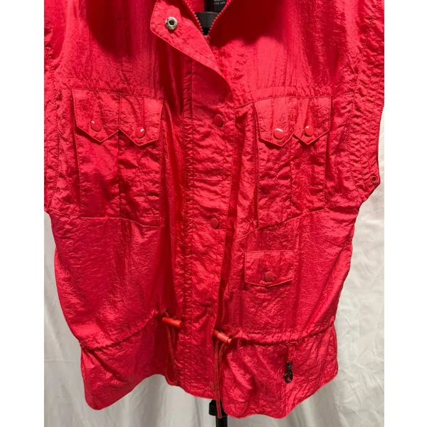 Vintage 80'S Lavon‎ Sport Women's Medium Neon Pink Retro Nylon Ski Vest Jacket - Image 4