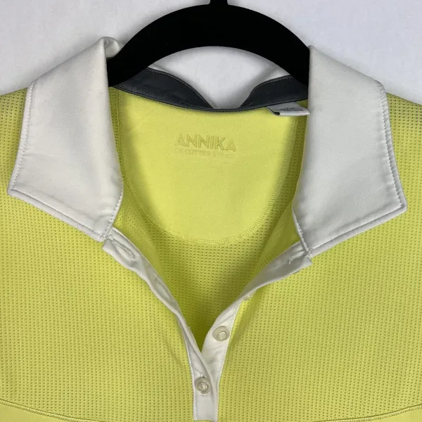 Annika Cutter & Buck Womens Medium Green Golf Polo Collar Half Button Down Shirt - Image 3