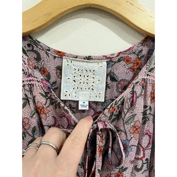 Johnny Was Maha Boho Mini Dress Embroidered Long Sleeve‎ Sz M Flowy - Image 8