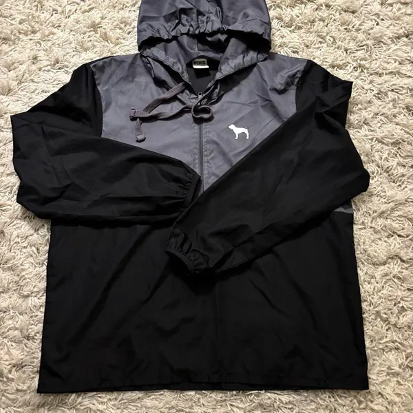 Victoria’s Secret Pink Gray and Black Hooded Windbreaker Size M/L - Image 12