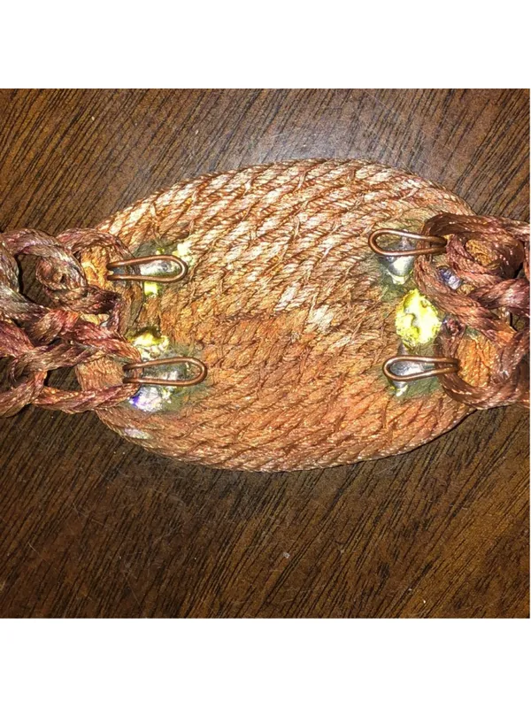Copper Metal Vintage Brutalist Chunky Retro Braided Belt With Removable Buckle - Image 5