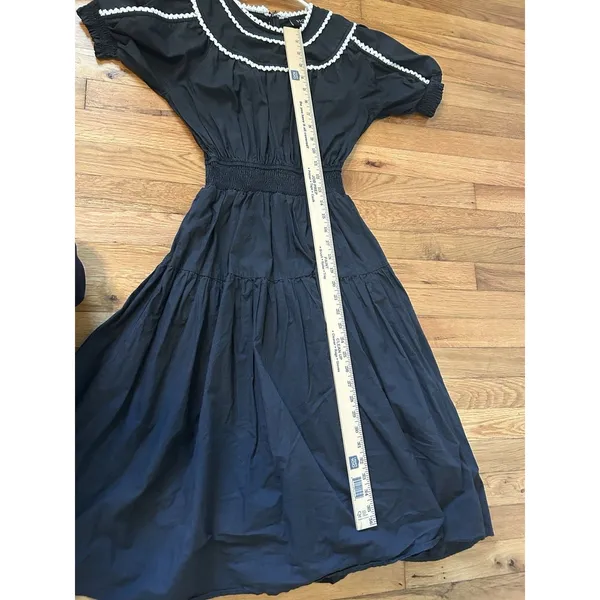 Vici Pleated Cotton Midi Dress Size Small Puff Sleeve Cottagecore Preppy Party - Image 8