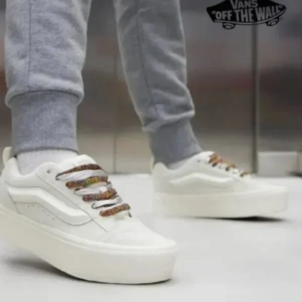NEW Vans Knu Stack Women's Platform Shoes Vintage Suede Marshmallow - Image 2
