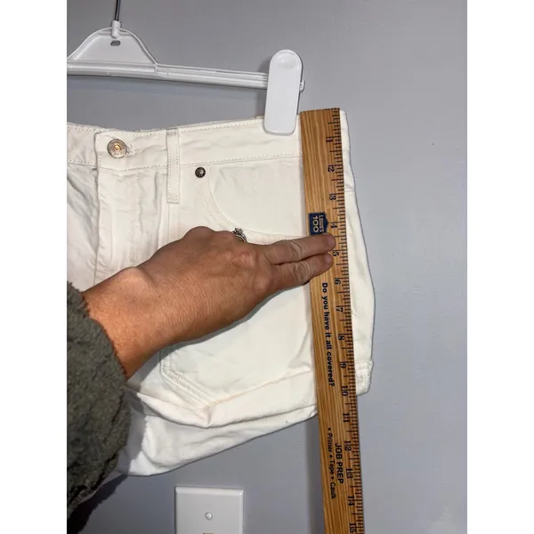 We The Free Free People White Utility roll cuff Denim Short Shorts Button Fly 30 - Image 3