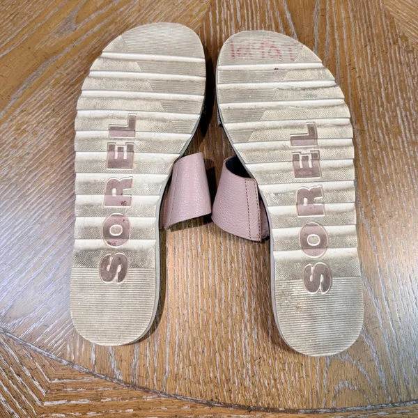 Sorel Ella II Slide Sandals Mauve Vapor‎ Snake Flat Two Strap Size 9 - Image 6