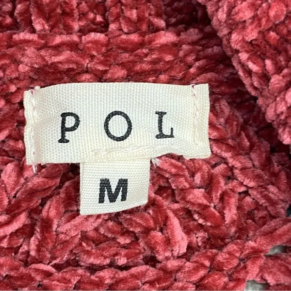 POL Chenille‎ Chunky Knit Turtleneck Crop Pullover Maroon Red Medium - Image 10