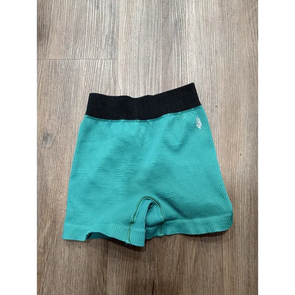 Free People women's‎ Ribbed Athletic Shorts Black Waistband & Green Body XS - Image 2