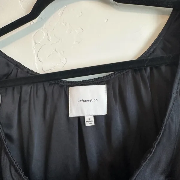 Reformation | Beverly Linen Silk Corset Button Front Top in Black | Size 0 - Image 5