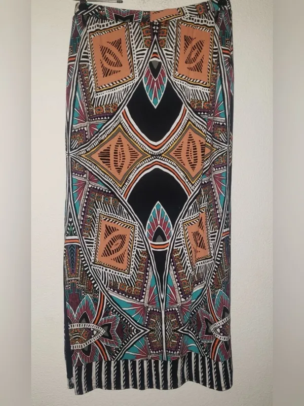 Maeve Anthropologie Moorea Geometric Aztec Column Maxi Skirt Large Boho - Image 3