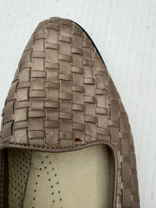 Cole Haan Woven Leather Flats Brown Slip On Loafers Made in Italy - Image 7