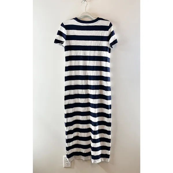 Lou & Grey Short Sleeve Striped Tee Shirt Maxi Dress Blue White Small - Image 5