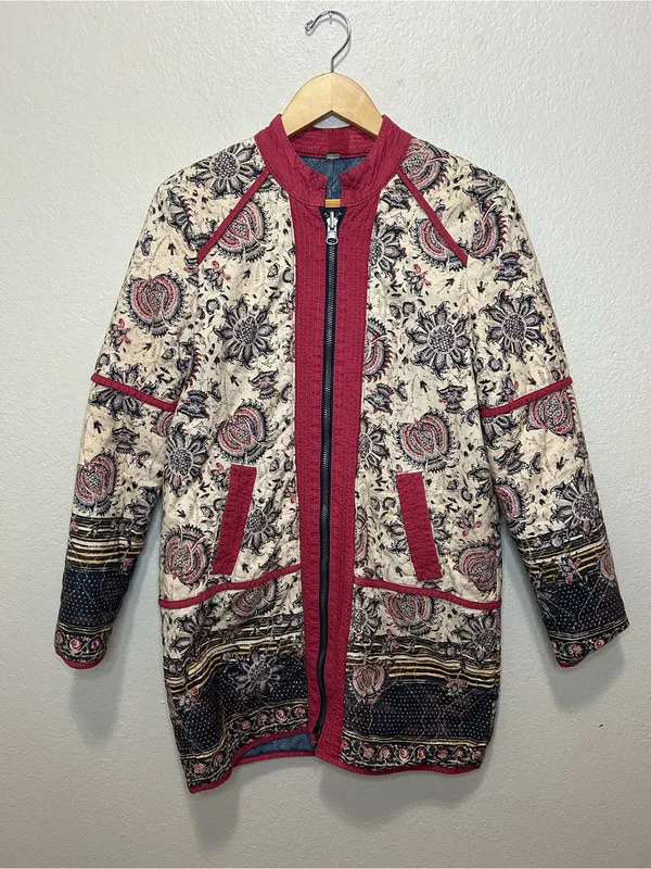 Free People Belario Reversible Quilted Jacket Cotton Small Boho - Image 6