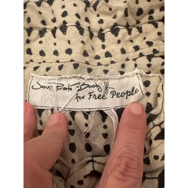 Free People Jen's Pirate Booty Geometric Jumpsuit Cream Black Large Boho - Image 9
