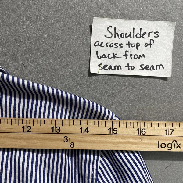 Tommy Hilfiger Button Up Shirt Size M Blue Striped Oxford Prep Classic Academia - Image 14