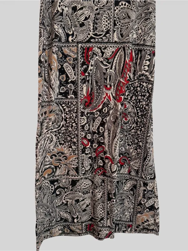 Ambiance Paisley Patchwork Maxi Skirt - Black, Cream & Red Accents - Image 4