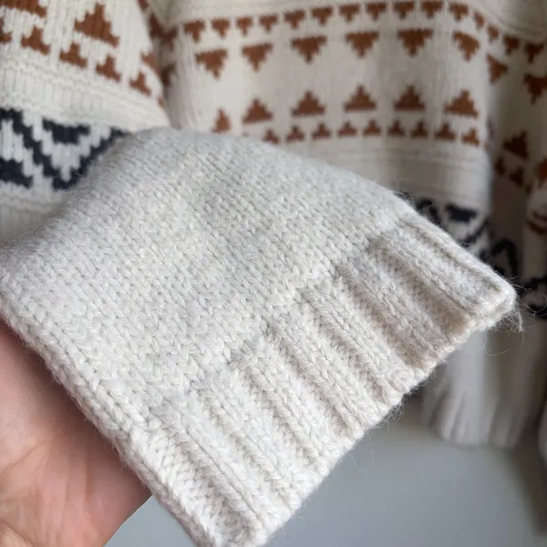 UNIVERSAL THREAD Fair Isle Geometric Cream Chunky Knit Sweater Womens Large - Image 5