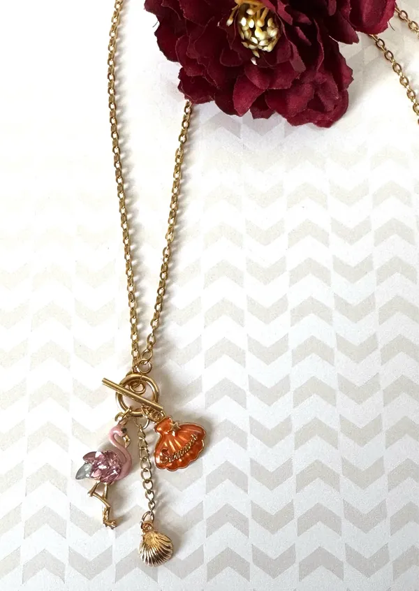 Pink Flamingo Necklace (978) 🦩 - Image 3