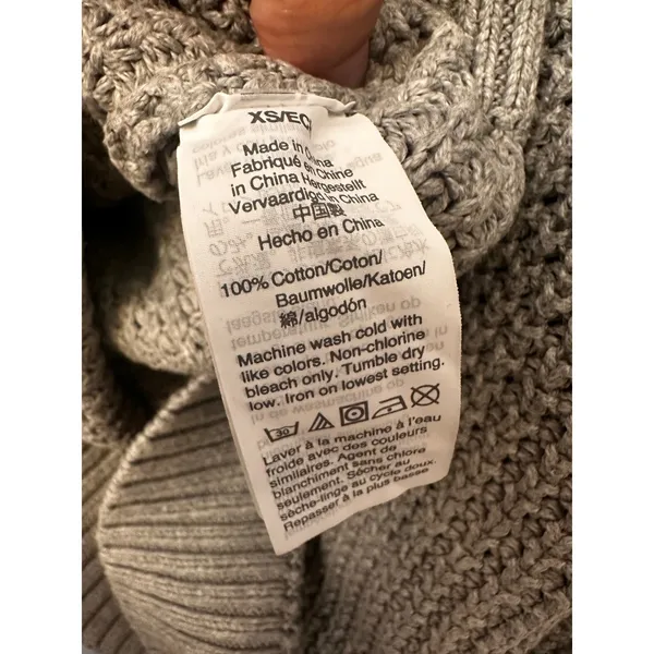 J.Crew‎ Womens Gray Textured 100% Cotton Waffle Knit V-Neck Sweater AK361 XS - Image 5