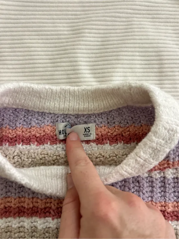 Hollister Cream Sweater with Lavender & Rust Stripes - Image 2