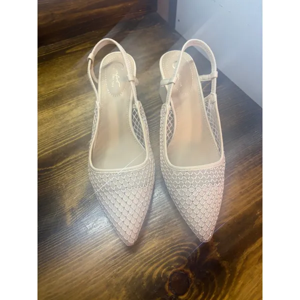 Cato Neutral Embellished Slingback Heels Size 9‎ - Image 3