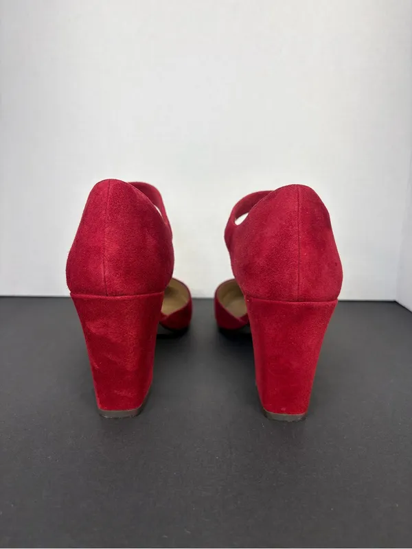Eileen Fisher Mary Jane Block Heel Pumps in Burgundy red Suede 3 inch heel Size 8 - Image 6
