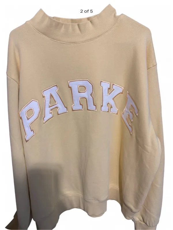 Parker Pale Yellow Crewneck Sweatshirt with White Appliqué - Image 3