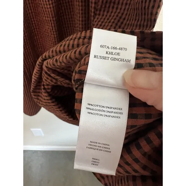 RAILS Dress Size‎ S Brown Black Khloe Russet Gingham Seersucker Mini Puff Sleeve - Image 10