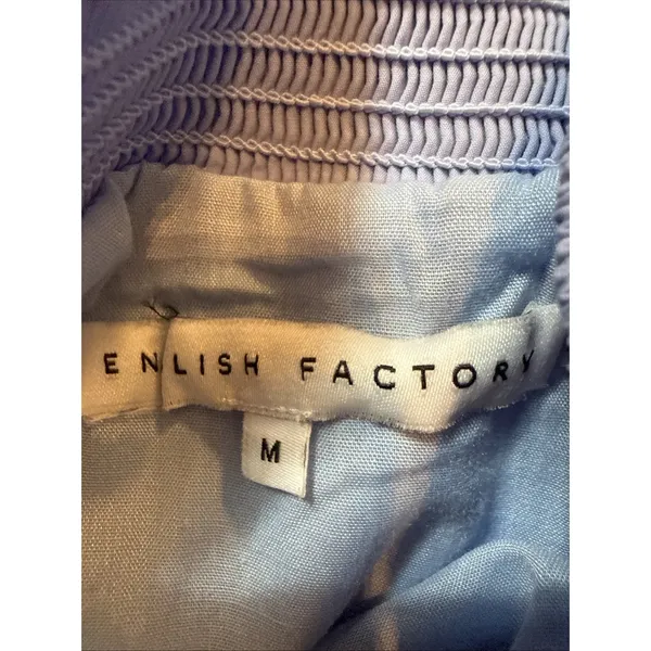 ENGLISH FACTORY Blue Colorblock Tiered Cotton Midi Dress Sz Medium - Image 7