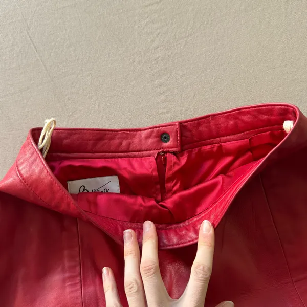 Vintage Red Leather Pencil Skirt - Image 6