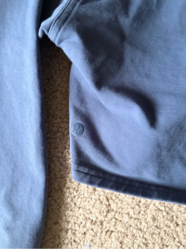 Lululemon All Yours Cropped Hoodie Blue Hooded Sweatshirt Terry Crop Fitted Sz 4 - Image 6