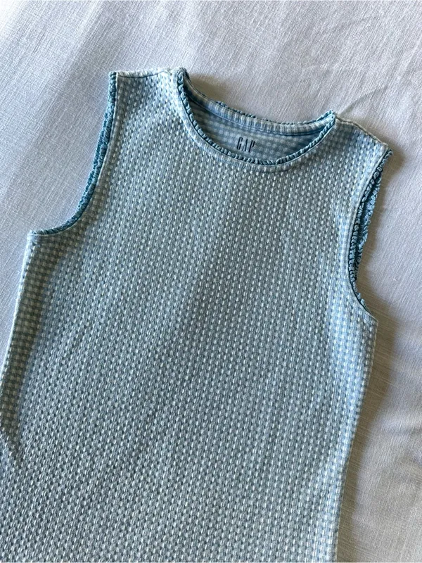 Gap Gingham Pointelle Shell Tank Top, Med - Image 6