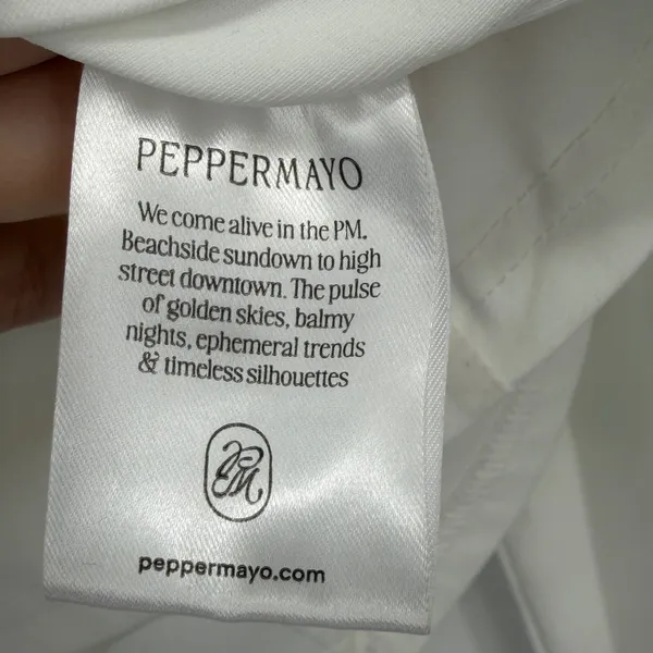 Peppermayo White Long Sleeve Button Up Lace Trim‎ Corset Style Top Small US 4 - Image 8