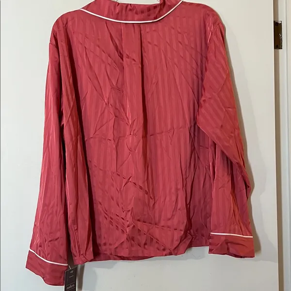 Auden Red Pajama Top with White Trim Pink Size XXL - Image 5