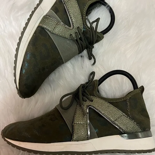 TopModa Green Leopard Print Sneakers‎ Size 7.5 Bin 22 - Image 11