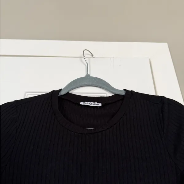 Reformation Black Ribbed Long Sleeve Sweater Closet Staple Basic Winter Layering - Image 4
