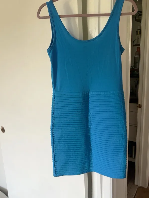 Vero Moda Blue Fitted Textured Sleeveless Mini Dress S - Image 3