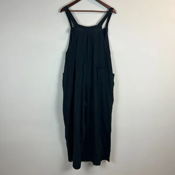 Natural Life Wide Leg Jumpsuit Overalls Womens Large Black Gauze Cotton Pocket L - Image 6