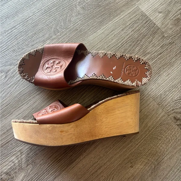 Tory Burch Wedge Leather Sandals - Image 3