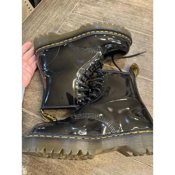 Dr. Martens Black Patent Leather Combat Boots‎ AW004 Men's Size 7 Women's 8 NEW - Image 9