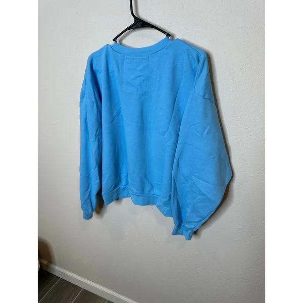 Aviator Nation Womens Blue Rainbow Patch Crewneck‎ Sweatshirt Size S Made in USA - Image 3