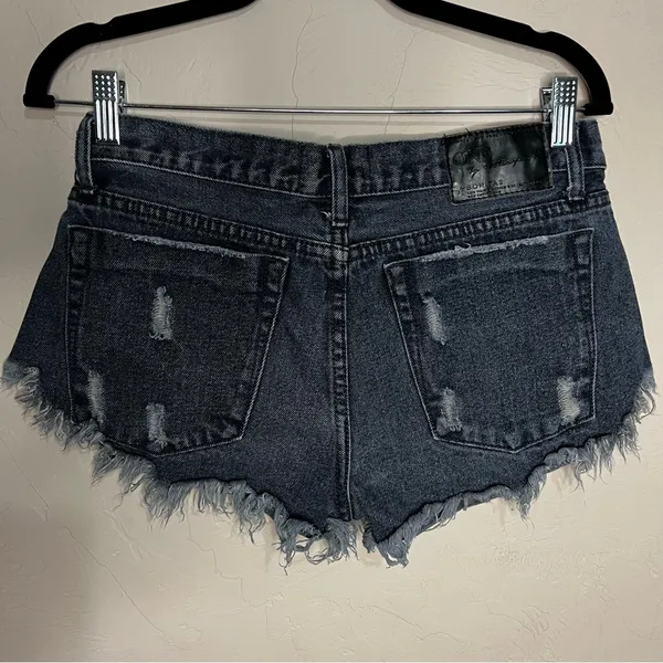 One X One Teaspoon For Free People Bonitas Low Rise Button Fly Raw‎ Hem Shorts - Image 5