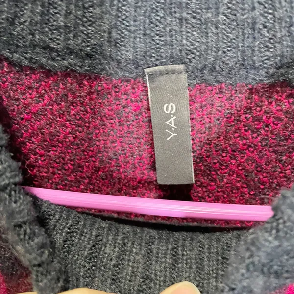 Y.A.S. Yasollie Knit Sweater Pink Grey Abstract‎ Animal Print Mock Neck Small - Image 4