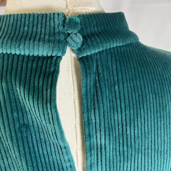 ModCloth Corduroy Ribbed Green Bodycon‎ Midi Dress Mock Neck Women's Size L - Image 9
