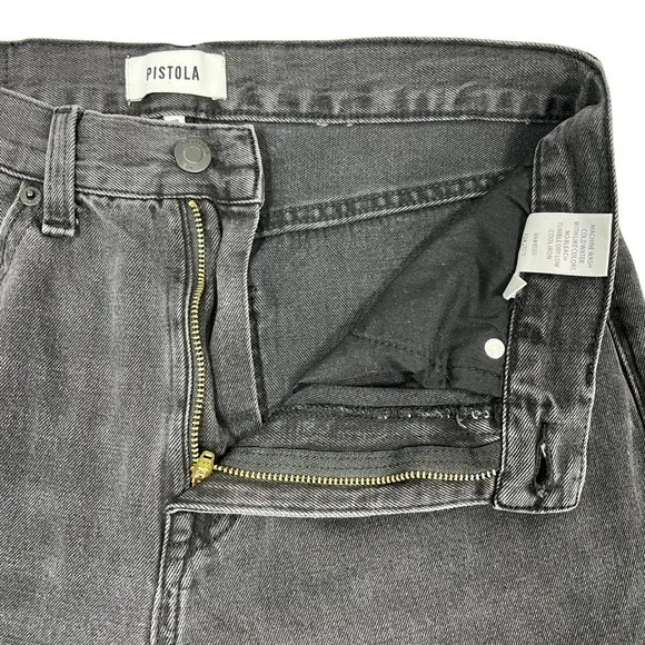 PISTOLA Alexa High Rise Flare‎ Jeans 28" Black Split Hem Goth Grunge Minimalist - Image 5
