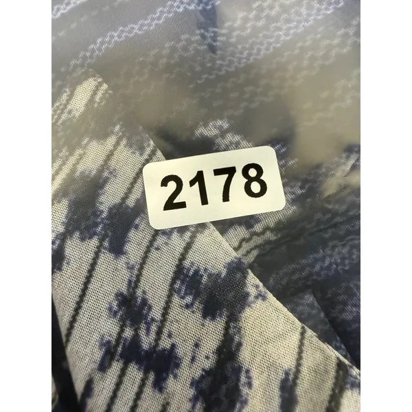 Picobell Womens Midi Dress Navy Blue Damask Pleated Tie Neck Size 42 - Image 7