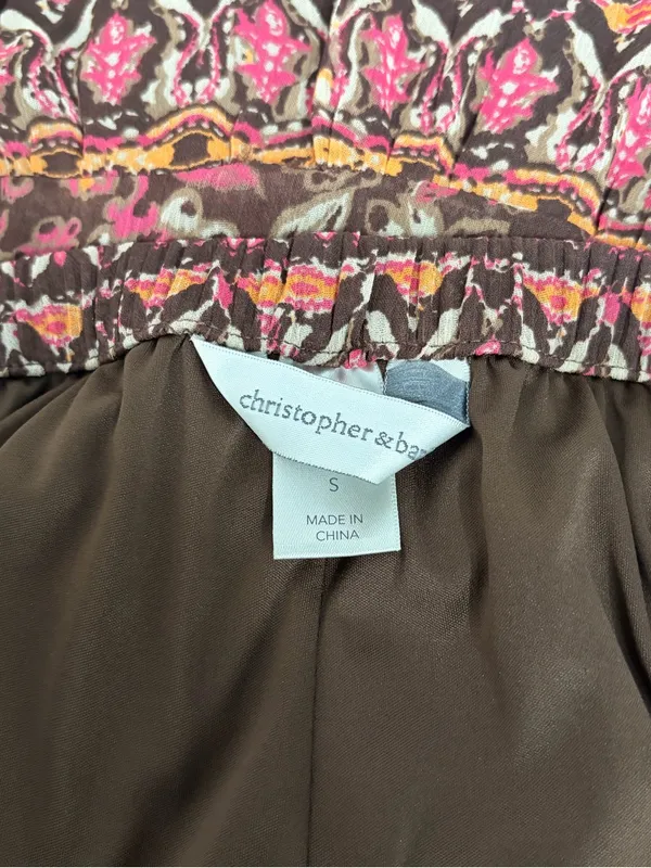 Y2K Boho Paisley Tiered Maxi Skirt bohemian boho beach Brown Pink size small - Image 2