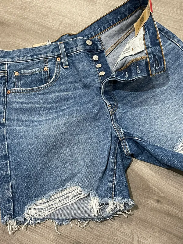 Levi's 501 High-Rise Ripped Denim Shorts - Image 4