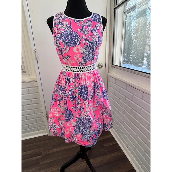 Lilly Pulitzer Alivia‎ Eyelet Fit and Flare Dress 2 coastal resortwear vacaton - Image 2