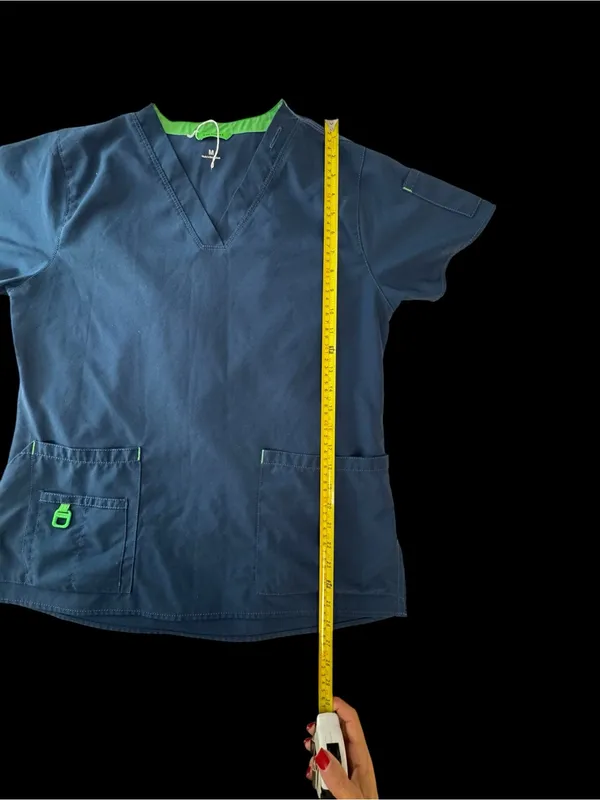 Carhartt Navy Scrub Top with Lime Accent - Image 4